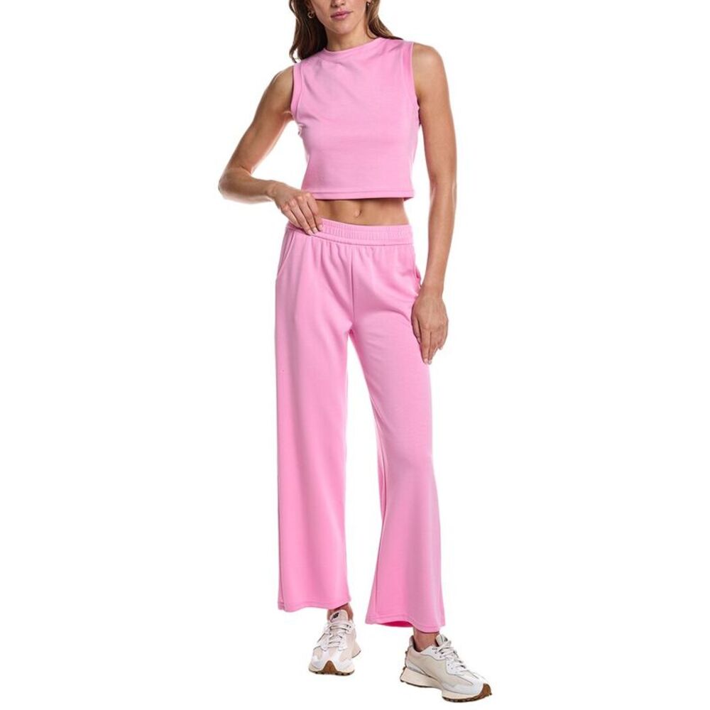 Marion Womens  29In 2Pc Crop Tank & Wide Leg Pant Lounge Set, Pink